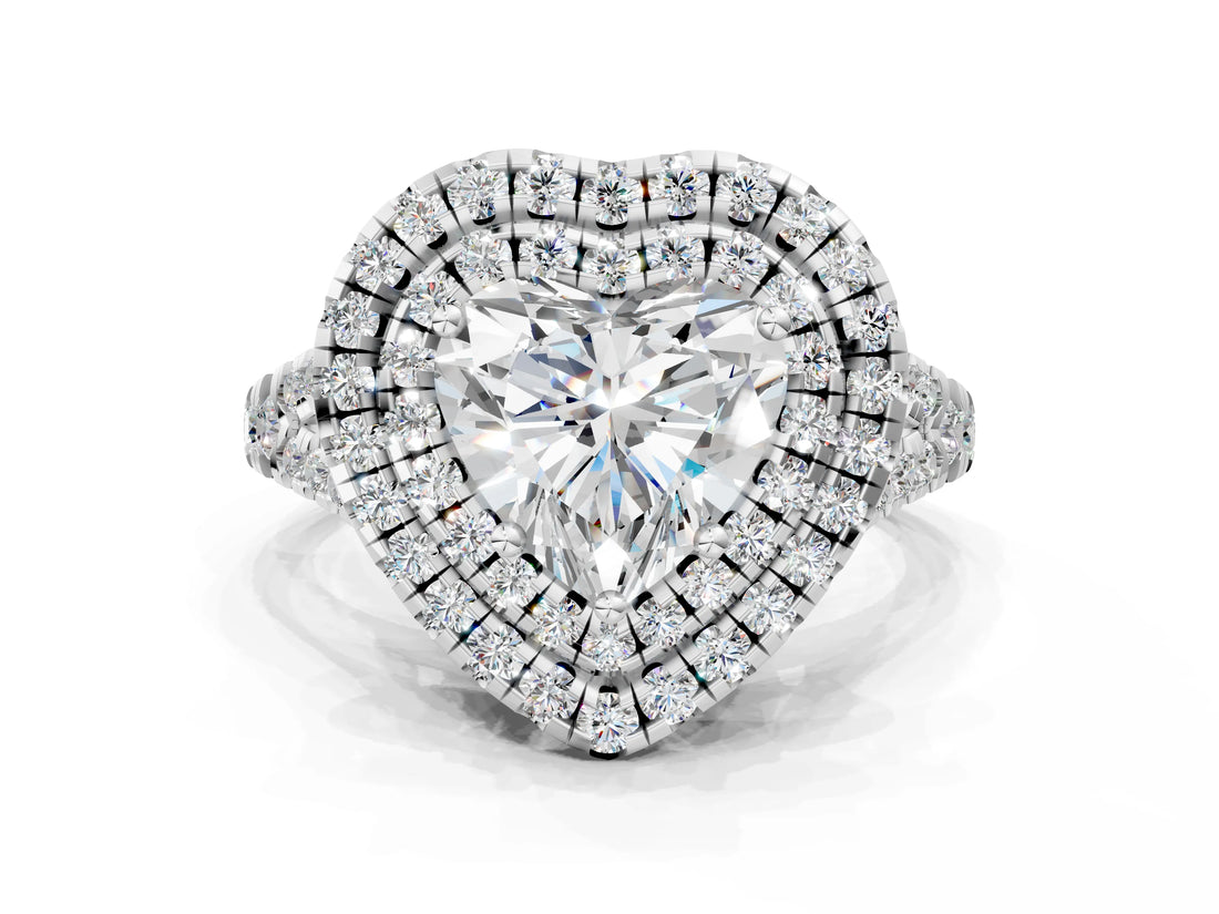 White gold Double Halo Heart Cut Pave Split Shank Prong Set Ring_15