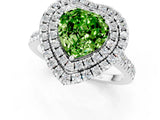 White gold Double Halo Heart Cut Peridot Pavé Band with Four-Prong Setting_1