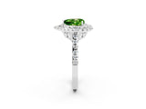 White gold Double Halo Heart Cut Peridot Pavé Band with Four-Prong Setting_2