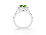 White gold Double Halo Heart Cut Peridot Pavé Band with Four-Prong Setting_3
