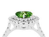 White gold Double Halo Heart Cut Peridot Pavé Band with Four-Prong Setting_4