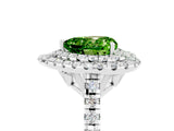 White gold Double Halo Heart Cut Peridot Pavé Band with Four-Prong Setting_5