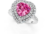 White gold Double Halo Heart Cut Pink Sapphire Pavé Band with Four-Prong Setting_25