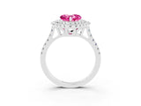 White gold Double Halo Heart Cut Pink Sapphire Pavé Band with Four-Prong Setting_27
