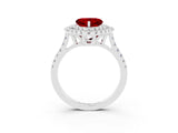 White gold Double Halo Heart Cut Ruby Pavé Band with Four-Prong Setting_3
