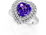 White gold Double Halo Heart Cut Tanzanite Pavé Band with Four-Prong Setting_1