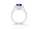 White gold Double Halo Heart Cut Tanzanite Pavé Band with Four-Prong Setting_3