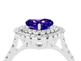 White gold Double Halo Heart Cut Tanzanite Pavé Band with Four-Prong Setting_4