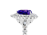 White gold Double Halo Heart Cut Tanzanite Pavé Band with Four-Prong Setting_5