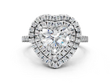 White gold Double Halo Heart Diamond Pave Band with Four-Prong Setting_70