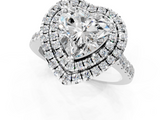 White gold Double Halo Heart Diamond Pave Band with Four-Prong Setting_76