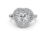 White gold Double Halo Heart-Shaped Split Shank Diamond Ring with Prong Setting_20