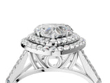 White gold Double Halo Heart-Shaped Split Shank Diamond Ring with Prong Setting_24