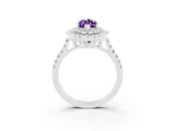 White gold Double Halo Marquise Cut Amethyst Pavé Band with Four-Prong Setting_3