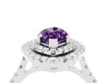 White gold Double Halo Marquise Cut Amethyst Pavé Band with Four-Prong Setting_4