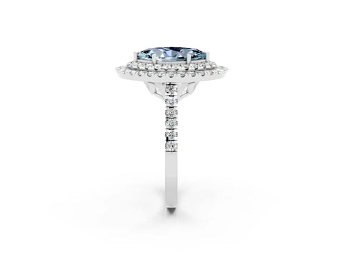White gold Double Halo Marquise Cut Aquamarine Pavé Band with Four-Prong Setting_2