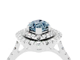 White gold Double Halo Marquise Cut Aquamarine Pavé Band with Four-Prong Setting_4