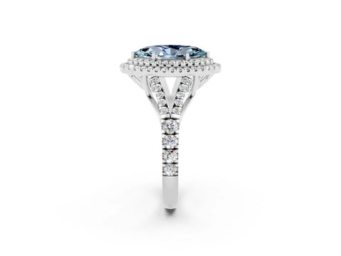 White gold Double Halo Marquise Cut Aquamarine Split Shank Engagement Ring with Four-Prong Setting_2