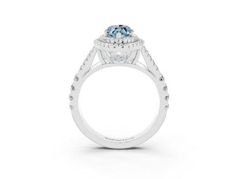 White gold Double Halo Marquise Cut Aquamarine Split Shank Engagement Ring with Four-Prong Setting_3