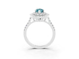 White gold Double Halo Marquise Cut Blue Topaz Pavé Band with Four-Prong Setting_3