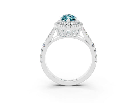 White gold Double Halo Marquise Cut Blue Topaz Split Shank Engagement Ring with Four-Prong Setting_3