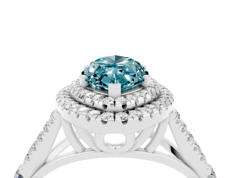 White gold Double Halo Marquise Cut Blue Topaz Split Shank Engagement Ring with Four-Prong Setting_4