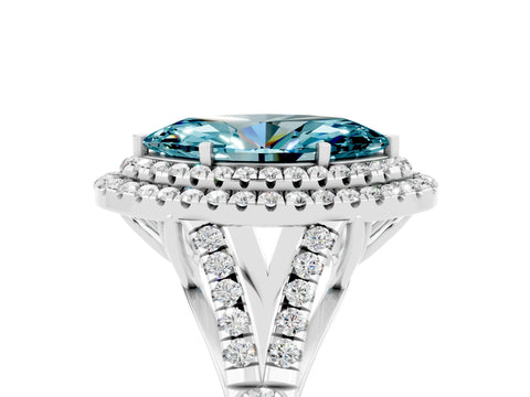 White gold Double Halo Marquise Cut Blue Topaz Split Shank Engagement Ring with Four-Prong Setting_5