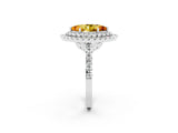 White gold Double Halo Marquise Cut Citrine Pavé Band with Four-Prong Setting_2