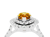White gold Double Halo Marquise Cut Citrine Pavé Band with Four-Prong Setting_4