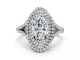 White gold Double Halo Marquise Cut Diamond Split Shank Engagement Ring with Four-Prong Setting_3