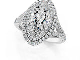 White gold Double Halo Marquise Cut Diamond Split Shank Engagement Ring with Four-Prong Setting_4