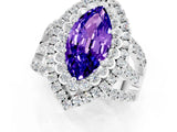 White gold Double Halo Marquise Cut Diamond Split Shank Pave Set Ring_1