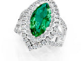 White gold Double Halo Marquise Cut Diamond Split Shank Pave Set Ring_1