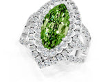 White gold Double Halo Marquise Cut Diamond Split Shank Pave Set Ring_1