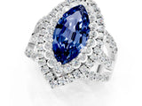 White gold Double Halo Marquise Cut Diamond Split Shank Pave Set Ring_1