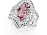 White gold Double Halo Marquise Cut Diamond Split Shank Pave Set Ring_1