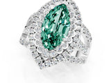 White gold Double Halo Marquise Cut Diamond Split Shank Pave Set Ring_1