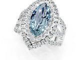 White gold Double Halo Marquise Cut Diamond Split Shank Pave Set Ring_1