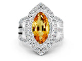 White gold Double Halo Marquise Cut Diamond Split Shank Pave Set Ring