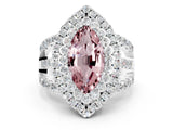 White gold Double Halo Marquise Cut Diamond Split Shank Pave Set Ring