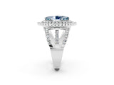 White gold Double Halo Marquise Cut Diamond Split Shank Pave Set Ring_2
