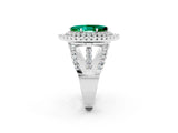 White gold Double Halo Marquise Cut Diamond Split Shank Pave Set Ring_2