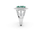 White gold Double Halo Marquise Cut Diamond Split Shank Pave Set Ring_2