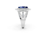 White gold Double Halo Marquise Cut Diamond Split Shank Pave Set Ring_2
