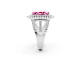 White gold Double Halo Marquise Cut Diamond Split Shank Pave Set Ring_2