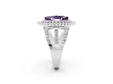 White gold Double Halo Marquise Cut Diamond Split Shank Pave Set Ring_2