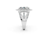 White gold Double Halo Marquise Cut Diamond Split Shank Pave Set Ring_2