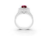White gold Double Halo Marquise Cut Diamond Split Shank Pave Set Ring_3