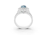 White gold Double Halo Marquise Cut Diamond Split Shank Pave Set Ring_3