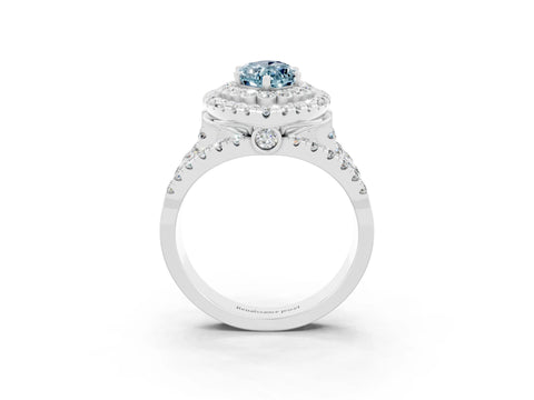 White gold Double Halo Marquise Cut Diamond Split Shank Pave Set Ring_3